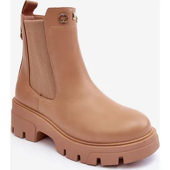 Dámské kozačky Dámské kožené boty s doplňky Lobb Barva: Béžová, Velikost: 40