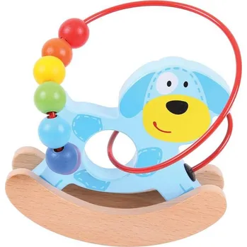 Dřevěná hračka Bigjigs Baby Motorický labyrint houpačka pejsek - neoriginální obal, BB073-sleva