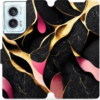 Pouzdro na mobilní telefon Flipové pouzdro Mobiwear - Motorola Edge 50 Fusion - VP35S Černý a zlatavý mramor (Knížkové flip pouzdro, obal, kryt na mobil Motorola Edge 50 Fusion - VP35S Černý a zlatavý mramor, materiál Umělá kůže + TPU - ochrana 360°, stojánek, silikonová vanička,)