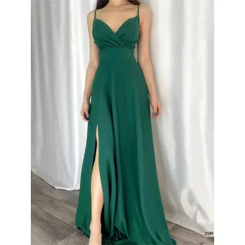 Dámské šaty 74886 Dewberry Rope Strap Slit Evening &amp; Graduation Dress-GREEN dewberry zelená 2923898