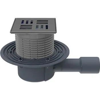 Kanalizační potrubí HL podlahová vpust DN40/50, vodorovný odtok, z.u. Primus blue (suchý sifon), nástavec s rámem 121x121 mm Klick-Klack/115x115 mm mřížka Nil, nerez (HL510Prblue-3124)