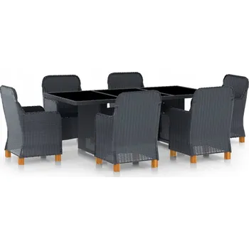 Zahradní sestava Zahradní nábytek, dřevěná souprava VidaXL, černá, 7 dílů