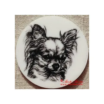 Čivava dlouhosrstá magnet nebo placka - Magnet