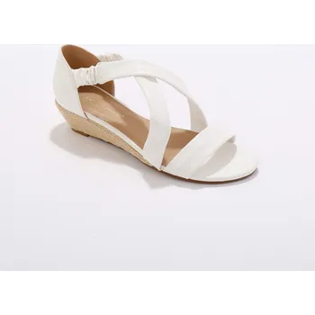 Dámské sandále Pružné sandály na klínovém podpatku bílá 40