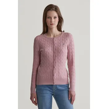 Dámský svetr SVETR GANT STRETCH COTTON CABLE CARDIGAN DUSTY PINK