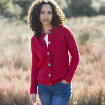 Dámský svetr Blancheporte Svetr na knoflíky, z úpletu s plastickým vzorem červená 38/40