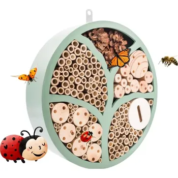 Hmyzí hotel PetBuddy "Strom života", kulatý hotel pro hmyz, 29 x 6.5 cm, borové dřevo