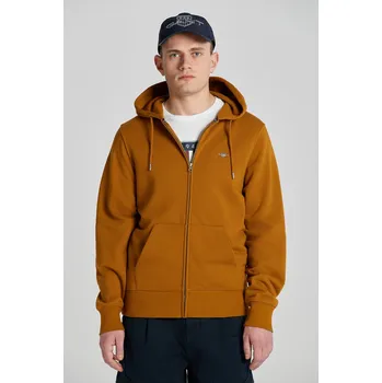 Pánské oblečení MIKINA GANT REG SHIELD FULL ZIP HOODIE WARM BROWN