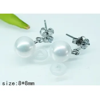 Náušnice Náušnice Chirurgická ocel perličky visací s kamínkem 21063