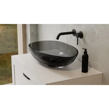 Umyvadlo BESCO - Umyvadlo na desku NEYA ze syntetické pryskyřice - Barva - Černá , Barva sifonu - Chrom KENEYA60B