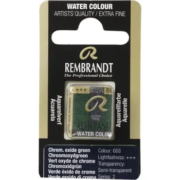 Výtvarná barva Mistrovská akvarelová barva Rembrandt, půlpánvička, 668 - Chrom. Ox. Green