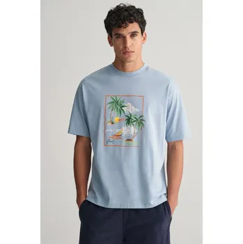 Pánské oblečení TRIČKO GANT HAWAII PRINTED GRAPHIC SS T-SHIRT DOVE BLUE