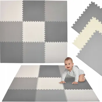 Vzdělávací podložka Humbi šedá pěnová 180 x 180 cm puzzle 9 ks
