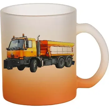skleněný hrnek nákladní auto sypač (hrneček s tahačem matné sklo TRUCK)