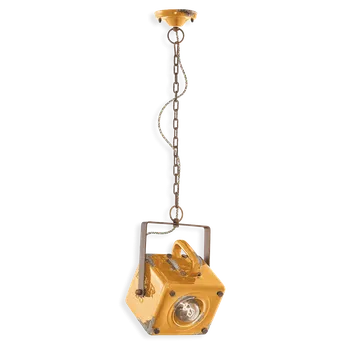 Ferroluce Závěsné retro svítidlo INDUSTRIAL, v. 35 cm, 1xE27 Barva: Žlutá