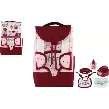 Doplněk pro panenku Teddies Batoh s nosítkem pro panenku látka 17x26cm s doplňky pro panenku v sáčku