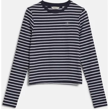 Dívčí tričko TOP GANT SHIELD SLIM RIBBED STRIPED TOP EVENING BLUE