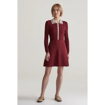 Dámské šaty ŠATY GANT CONTRAST RIBBED KNITTED DRESS PLUMPED RED