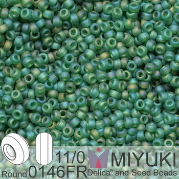 Korálek Korálky Miyuki Round 11/0. Barva 0146FR Matte Transparent Green AB. Balení 5g.