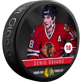 Puk Inglasco / Sherwood Puk Denis Savard #18 Chicago Blackhawks NHL Souvenir Collector Hockey Puck