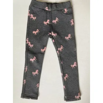 Dívčí legíny Dívčí zateplené legíny Topo in Fashion šedé s růžovými jednorožci