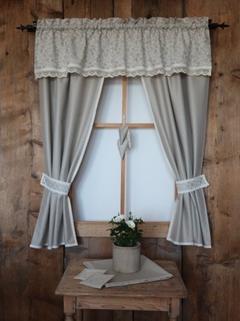 Závěsy na chalupu světle béžové - žakár Sára 790 + žakár Satén