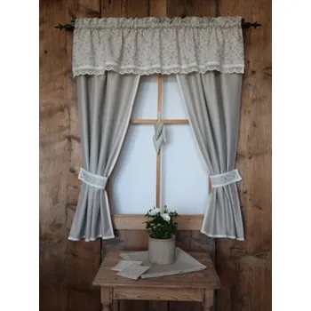 Závěs Závěsy na chalupu světle béžové - žakár Sára 790 + žakár Satén