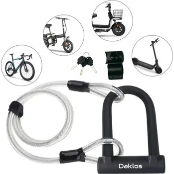 Zámek na kolo Velmi odolný zámek na kolo ULOCK černý + ocelové lano stříbrné