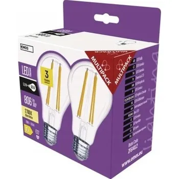 Žárovka LED žárovka filament 2 kusy 5,9W (ekvivalent 60W) EMOS - teplá bílá