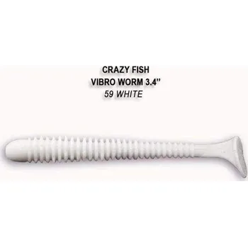 Umělá nástraha Gumová nástraha Crazy Fish Vibro Worm 5cm 59 White (8ks)