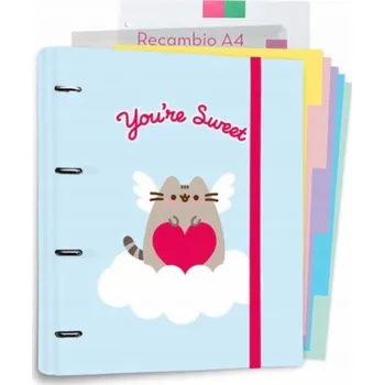 Pusheen pořadač - pořadač A4 z kolekce Purrfect Love se stránkami (4 kroužky, gumička)