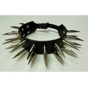 Náramek Kožený obojek/choker s hroty dvouřadý STX-NB33 Velikost: UNI