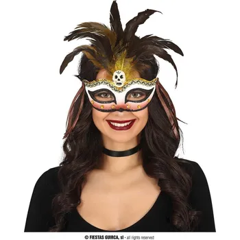 Karnevalový doplněk Voodoo škraboška s peřím