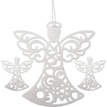 Vánoční dekorace VERK GROUP Třpytivé vánoční andělské ozdoby - sada 3 kusů