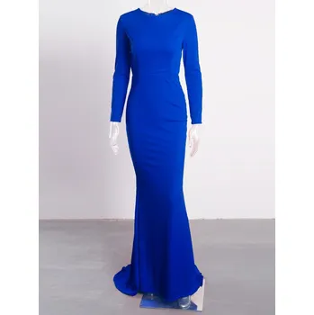 Dámské šaty Elegantní dlouhé šaty na večer s odhalenými zády Barva: Modrá, Velikost: L