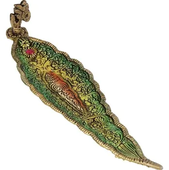 Vonná tyčinka Stojánek na vonné tyčinky kov list Óm zelený