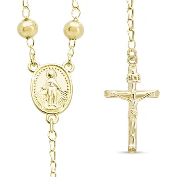 Náramek biju Pozlacený růženec 14k ovál, kuličky 6 mm 3002207, 72,5 cm