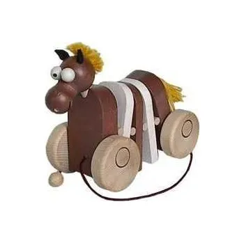 Dřevěná hračka Česká dřevěná hračka Dřevěný tahací koník klapací