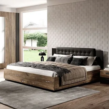 Postel Manželská postel 140x200 s úložným prostorem LJUBA - dub flagstaf