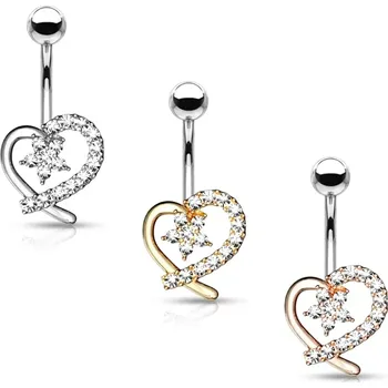 Piercing Piercing do pupíku Srdce s kameny