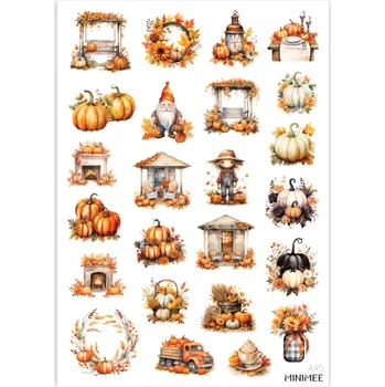 samolepka MINIMEE Papírové samolepky v aršíku A5 Dýně