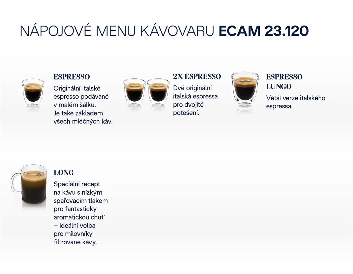 nápojové menu