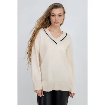 Dámský svetr Vero Moda dámský svetr s výstřihem do V Saba smetanový Velikost: XS