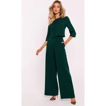Dámský kostýmek Elegantní overal s dvojitým topem MOE M798 zelený EU velikost: L