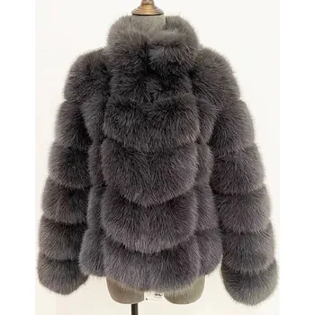 Dámský kožich Dámský prošívaný kožich bez kapuce Barva: Tmavě Šedá, Velikost: S