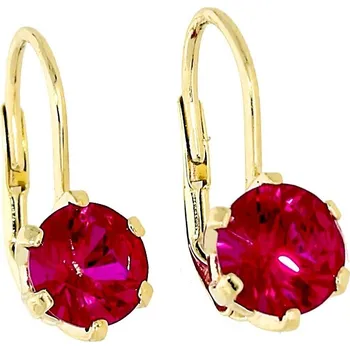 Náušnice Goldstore Zlaté rubínové náušnice hladké Váha: 2.58 g