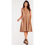 Midi šaty s krátkým rukávem M292 Barva: Béžová, Velikost: M