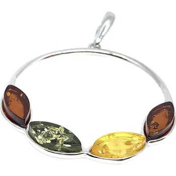 Řetízek Jan Kos jewellery Stříbrný přívěsek s jantarem 12125464