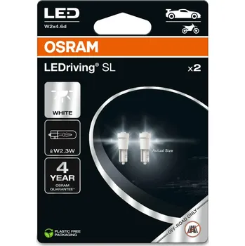 Autožárovka OSRAM LEDriving SL W2.3W W2x4.6d 0.25W 12V 6000K 25 lm White 2ks 2723DWP-2BL