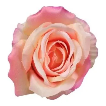 umělá květina Růže květ (hlava) 10 cm, růžovo-broskvová